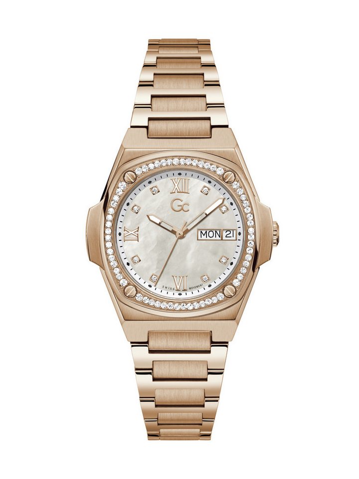 Guess Collection Quarzuhr Gc Coussin Shape Lady, (1-tlg), Quarzuhr mit Wochentags- und Datumsanzeige von Guess Collection