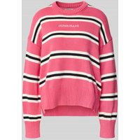 Guess Jeans Oversized Strickpullover mit Label-Stitching in Fuchsia, Größe XL von Guess Jeans