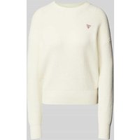 Guess Jeans Strickpullover mit Label-Patch in Ecru, Größe XL Guess Jeans Strickpullover mit Label-Patch in Ecru, Größe XL von Guess Jeans