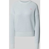 Guess Jeans Strickpullover mit Label-Patch in Hellblau, Größe XL von Guess Jeans
