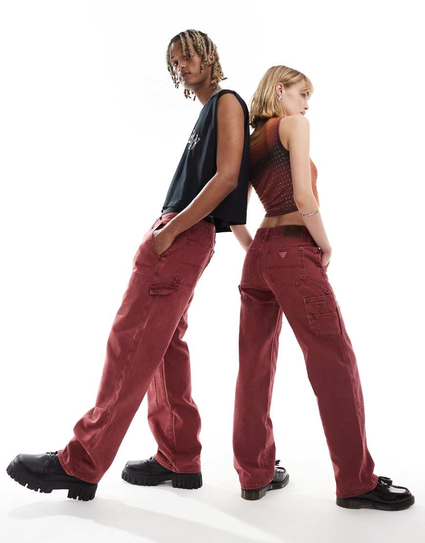 GUESS Originals - Unisex-Carpenter-Jeans aus Canvas in verwaschenem Rot GUESS Originals - Unisex-Carpenter-Jeans aus Canvas in verwaschenem Rot von Guess Originals