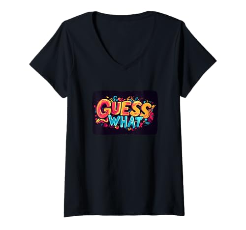 Damen Awesome Guess What Kostüm T-Shirt mit V-Ausschnitt Damen Awesome Guess What Kostüm T-Shirt mit V-Ausschnitt von Guess What Outfit