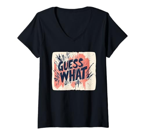 Damen Cooles Guess What Motto Kostüm T-Shirt mit V-Ausschnitt Damen Cooles Guess What Motto Kostüm T-Shirt mit V-Ausschnitt von Guess What Outfit