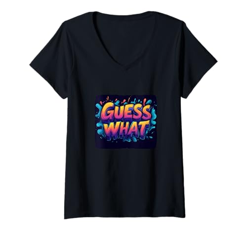Damen Mehrfarbiges Guess What Emblem T-Shirt mit V-Ausschnitt Damen Mehrfarbiges Guess What Emblem T-Shirt mit V-Ausschnitt von Guess What Outfit