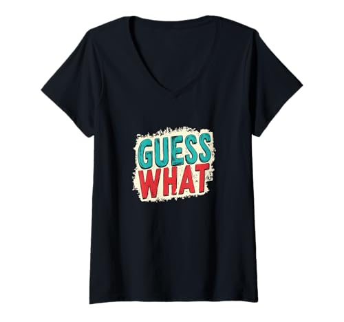 Damen Nett, Rate mal, welches Logo T-Shirt mit V-Ausschnitt Damen Nett, Rate mal, welches Logo T-Shirt mit V-Ausschnitt von Guess What Outfit