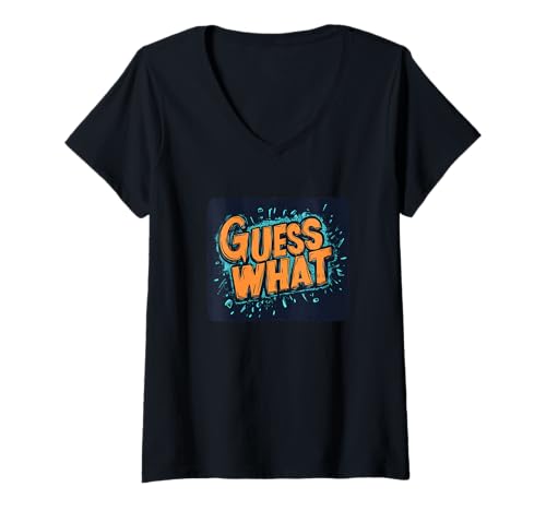 Damen Ratet mal, welches Design für einen coolen und lässigen Look sorgt T-Shirt mit V-Ausschnitt Damen Ratet mal, welches Design für einen coolen und lässigen Look sorgt T-Shirt mit V-Ausschnitt von Guess What Outfit
