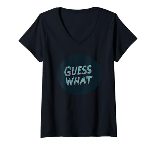 Damen Tolles Guess What Emblem für einen coolen und lässigen Look T-Shirt mit V-Ausschnitt Damen Tolles Guess What Emblem für einen coolen und lässigen Look T-Shirt mit V-Ausschnitt von Guess What Outfit