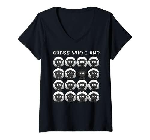 Damen Guess Who I Am? Schaf Lustig T-Shirt mit V-Ausschnitt Damen Guess Who I Am? Schaf Lustig T-Shirt mit V-Ausschnitt von Guess Who I Am? Schaf Lustig Geschenk