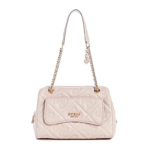 GUESS Damen Marieke Girlfriend Shoulder Satchel Schultertasche, Umhängetasche, Hellbeige-Logo von GUESS