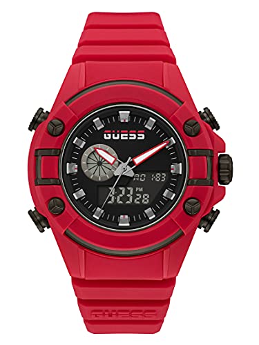 GUESS Herren analog Quarz Uhr mit Silikon Armband GW0269G5 von GUESS