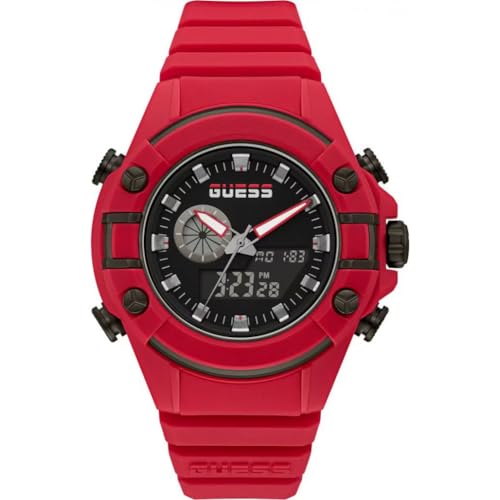 GUESS Herren analog Quarz Uhr mit Silikon Armband GW0269G5 von GUESS