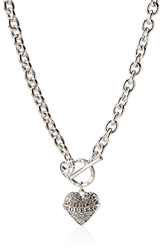 GUESS Women's Pave Heart with Logo Banner Pendant Toggle Necklace von GUESS