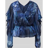 Guess Bluse mit floralem Muster Modell 'SASKIKA' in Marine, Größe XS von Guess