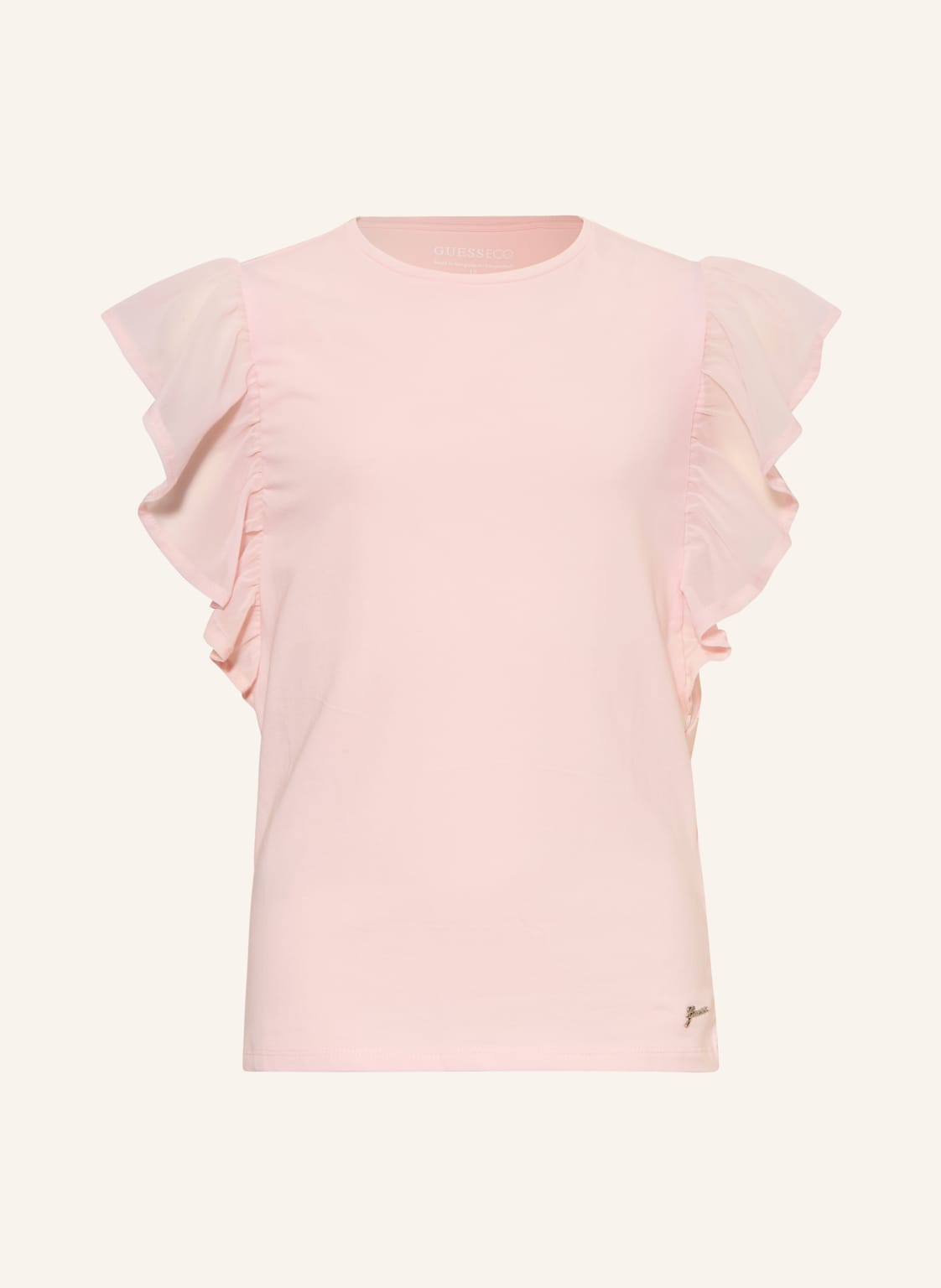 Guess Blusentop Im Materialmix Mit Rüschen rosa von Guess