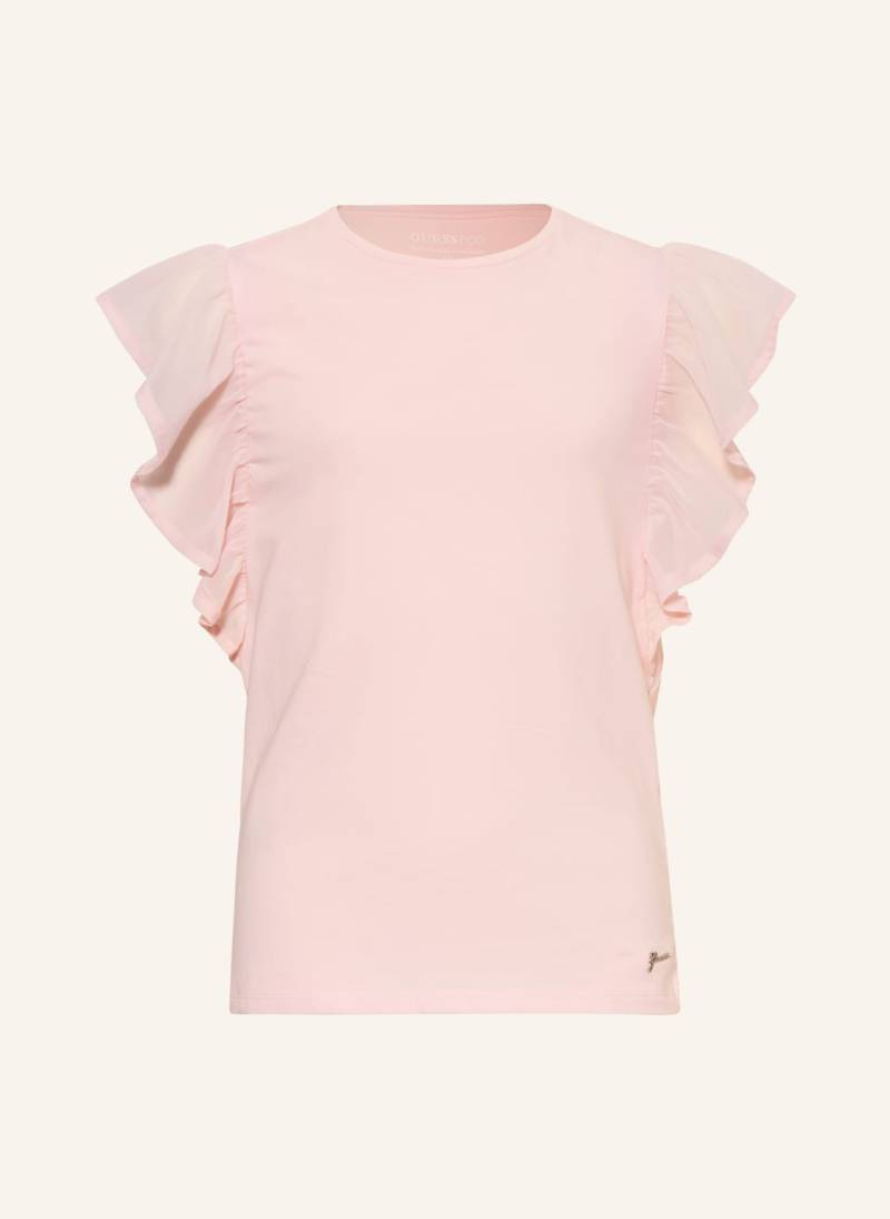 Guess Blusentop Im Materialmix Mit Rüschen rosa von Guess