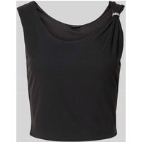 Guess Crop Top in Ripp-Optik Modell 'AIMEE' in BLACK, Größe L von Guess