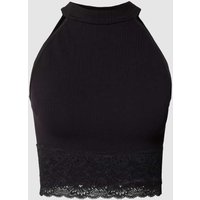 Guess Crop Top mit Spitzenbesatz Modell 'LILA' in Black, Größe S von Guess