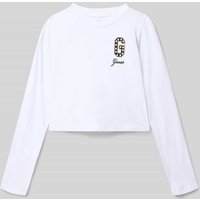 Guess Cropped Longsleeve mit Logo-Stitching in Weiss, Größe 140 von Guess