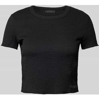 Guess Cropped T-Shirt in unifarbenem Design in Black, Größe L von Guess