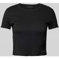 Guess Cropped T-Shirt in unifarbenem Design in Black, Größe XS von Guess