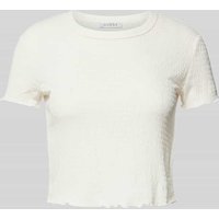 Guess Cropped T-Shirt in unifarbenem Design in Offwhite, Größe L von Guess