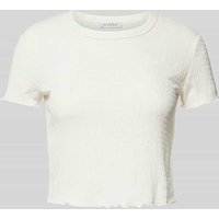 Guess Cropped T-Shirt in unifarbenem Design in Offwhite, Größe XL von Guess
