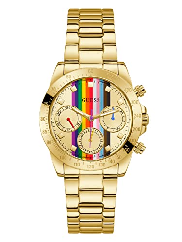 GUESS Damen Armbanduhr Active Life 38 mm Regenbogen auf dem Zifferblatt Armband Edelstahl GW0433L1 von GUESS