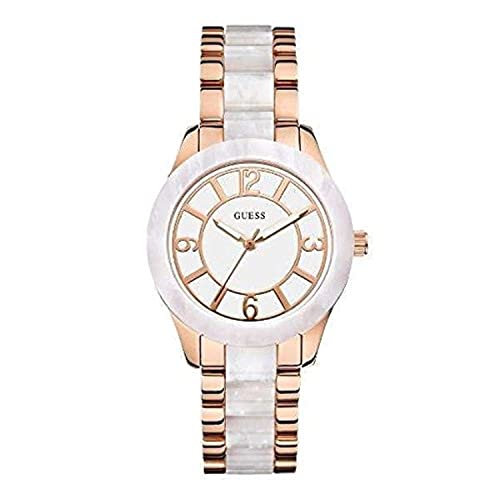 Guess Damen Datum klassisch Quarz Uhr mit Edelstahl Armband W0074L2 von Guess