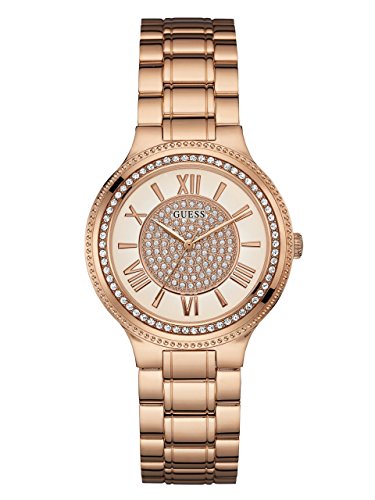 Guess Unisex Erwachsene Datum klassisch Quarz Uhr mit Edelstahl Armband W0637L3 von GUESS