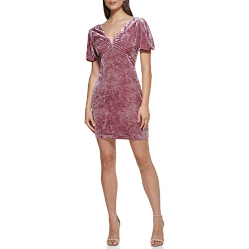 GUESS Damen Crushed Velvet Kleid, Mauve, 34 von GUESS