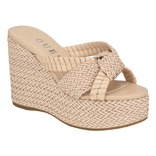 GUESS Damen Eveh Keilsandale, Beige 110, 41 EU von GUESS
