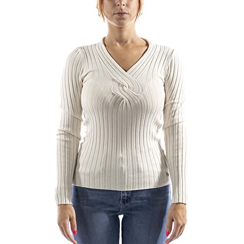 Guess Damen INES VN LS Sweater Pullover, Cream White, L von GUESS