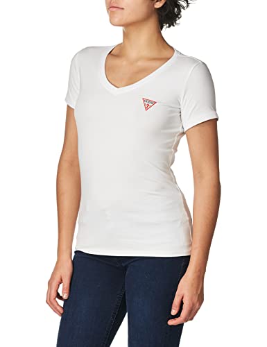 Guess Damen SS VN Mini Triangle T-Shirt, Pure White, XS von GUESS