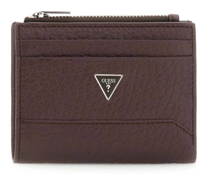 Guess Geldbörse Bifold Top Zip Wallet, aus echtem Leder mit RFID-Blocker Schutz von Guess
