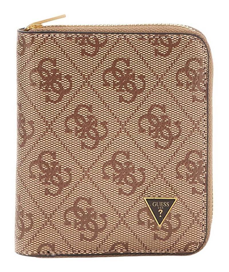 Guess Geldbörse Zip Around Wallet, aus echtem Leder mit RFID-Blocker Schutz von Guess