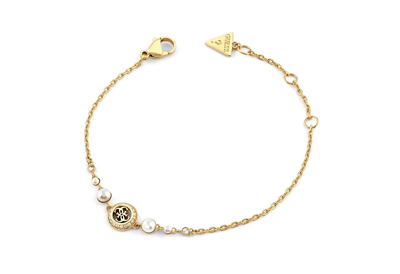 Guess Gliederarmband Damen-Multi Pearls 4G Goldfarben S von Guess