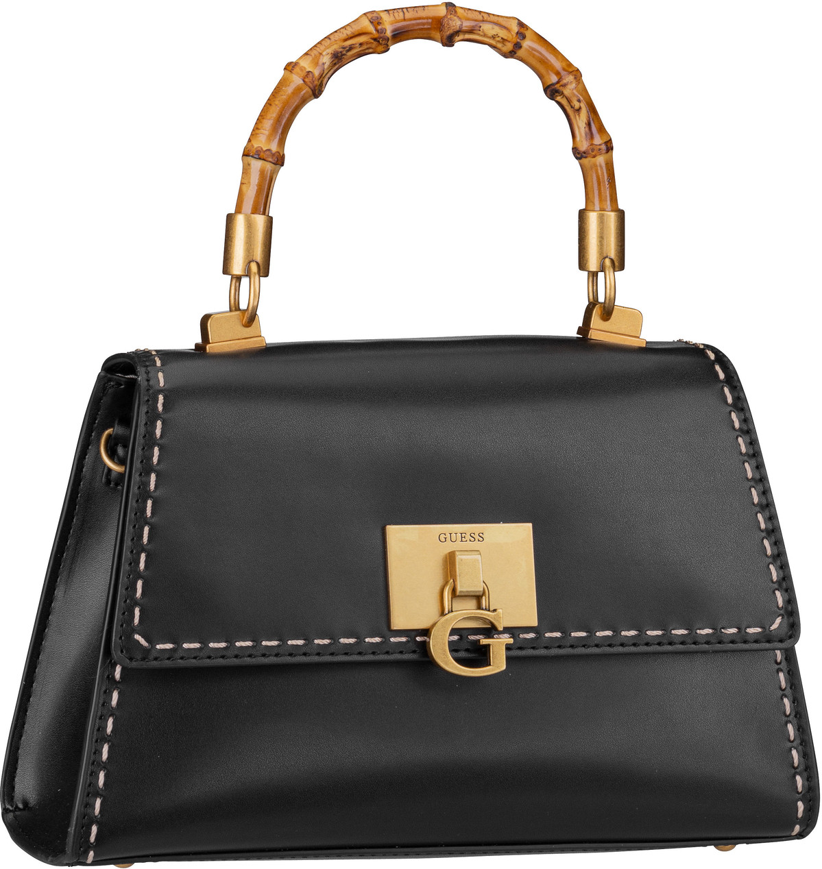 Guess Stephi Bamboo Flap  in Schwarz (4.5 Liter), Handtasche von Guess