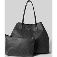 Guess Handtasche mit Label-Applikation Modell 'ECO VICTTORIA' in Anthrazit, Größe 1 von Guess