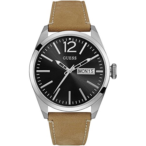Guess Herren Analog Quarz Uhr mit Leder Armband W0658G7 von GUESS