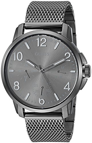 GUESS Men's Stainless Steel Mesh Bracelet Casual Watch, Color: Grey (Model: U1040G2) von GUESS