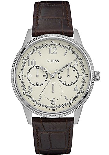 Guess Herren Analog Quarz Uhr mit Leder Armband W0863G1 von GUESS