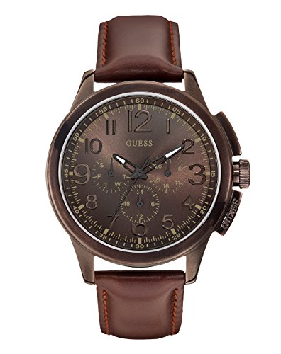 Guess Herren-Armbanduhr XL Journey Multifunktion Analog Quarz Leder W0067G4 von GUESS
