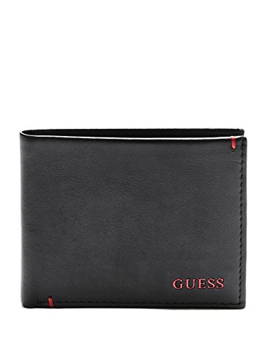 Guess Herren Bifold Portemonnee Geldbrse, Julian Schwarz/Rot, Einheitsgröße EU von GUESS