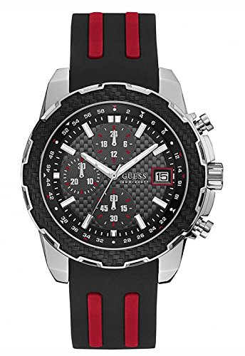 Guess Herren Chronograph Quarz Uhr mit Silikon Armband W1047G1 von GUESS