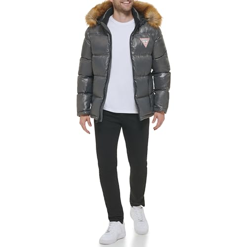 GUESS Herren Warm Rain Resistant Puffer Jacke, Rauch, XX-Large von GUESS