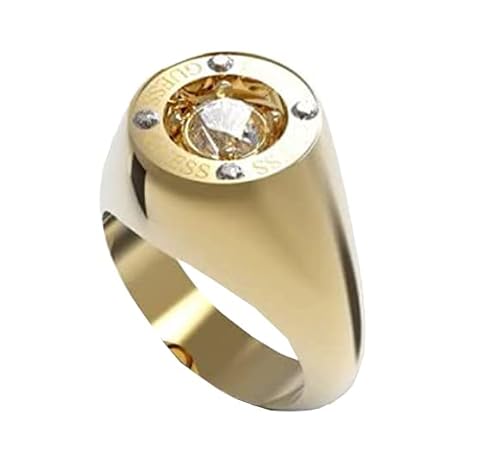 GUESS Herrenring Lion King JUMR01307JWYG Edelstahl vergoldet Löwenkopf, Einheitsgröße, Metall, Kein Edelstein von GUESS