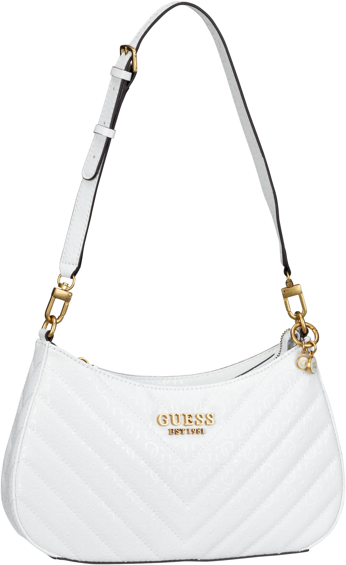 Guess Jania Top Zip Shoulder Bag  in Weiß (2.8 Liter), Abendtasche von Guess