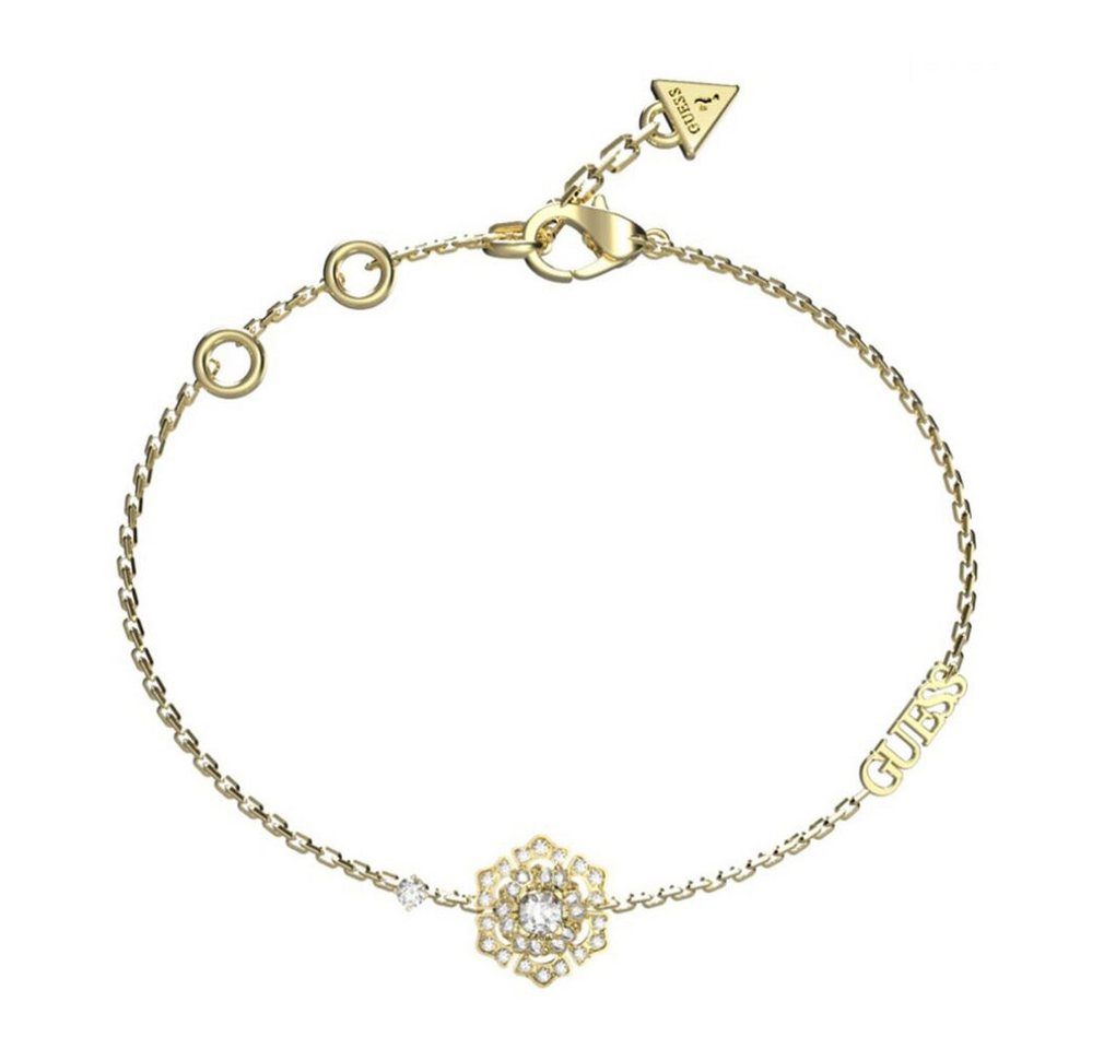Guess Kette mit Einhänger Modisches vergoldetes Armband mit La Fleur-Blume Länge: 21 cm von Guess