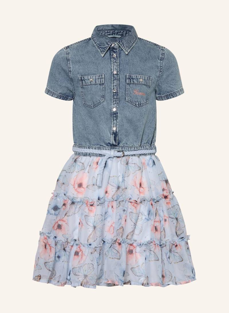Guess Kleid Im Materialmix Mit Schmucksteinen blau von Guess