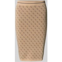 Guess Knielanger Rock mit gerippten Abschlüssen Modell 'LISE' in Sand, Größe XL von Guess